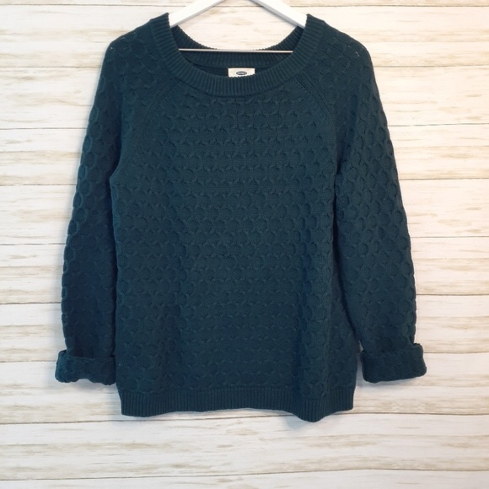 NWOT Old Navy Emerald Crewneck Honeycomb Sweater